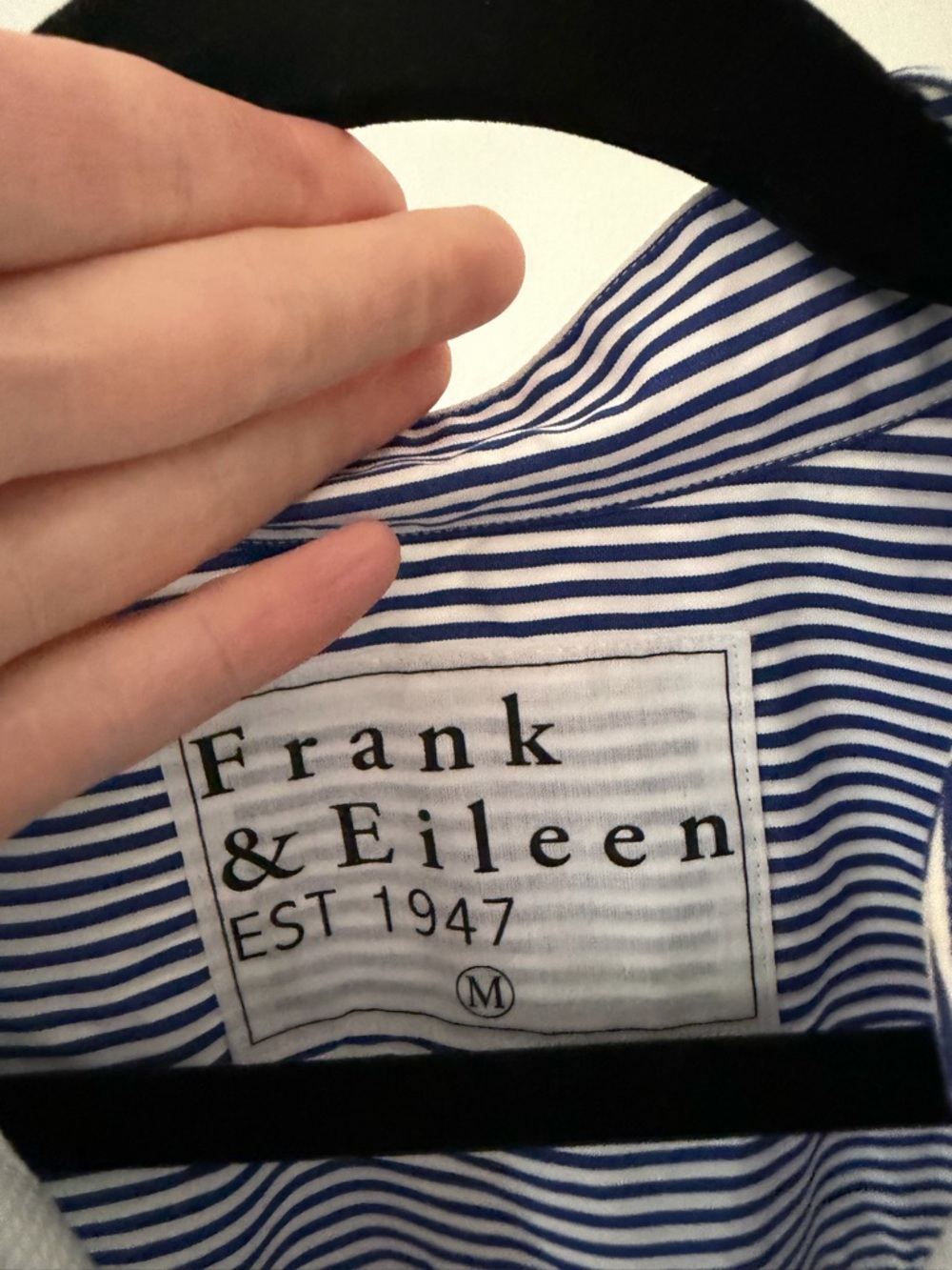 Frank & Eileen Victoria Italian Tuxedo Shirt Blue Stripe White Bib Medium - Picture 7 of 7